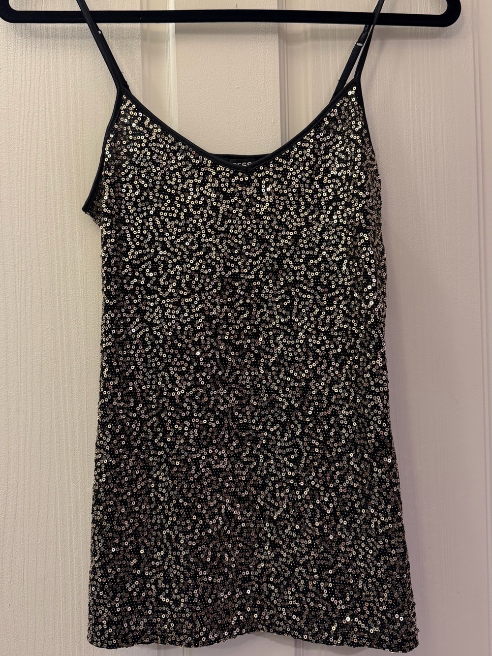 Express Black Sequin Spaghetti Strap Camisole